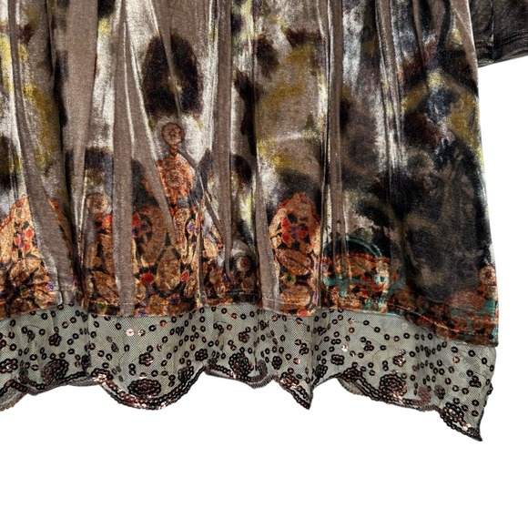 Vintage Velvet Babydoll Top Women's 2XL Y2K Whimsigoth Dark Romantic Beaded Trim - Picture 3 of 8